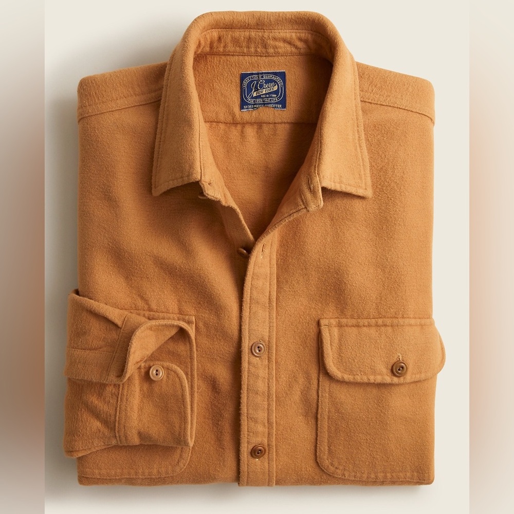 J. CREW Heavyweight chamois workshirt /Jacket with Pockets in Camel Size XXL